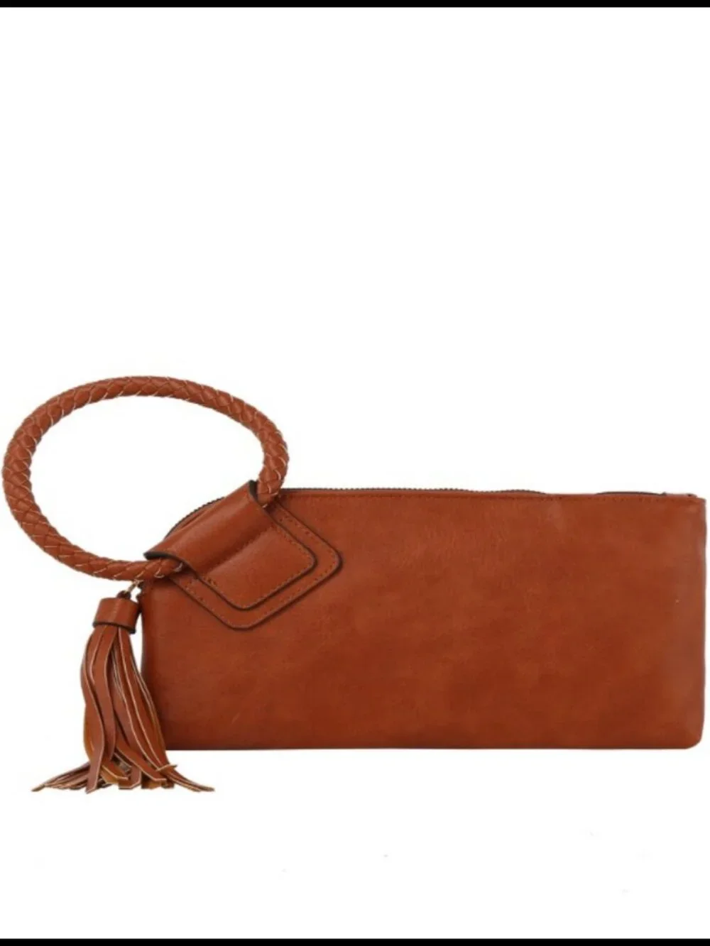 Vegan Faux Leather Clutch Wristlet Wallet Evening Bag with Hand Strap